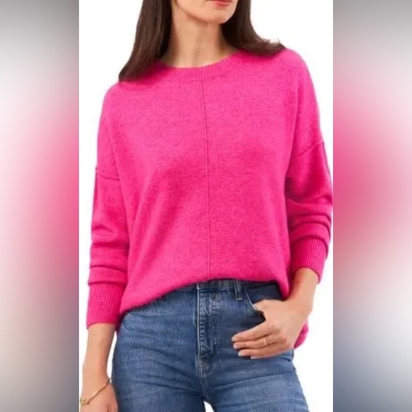 VINCE CAMUTO Hot‎ Pink Long Sleeve Sweater - Picture 1 of 5